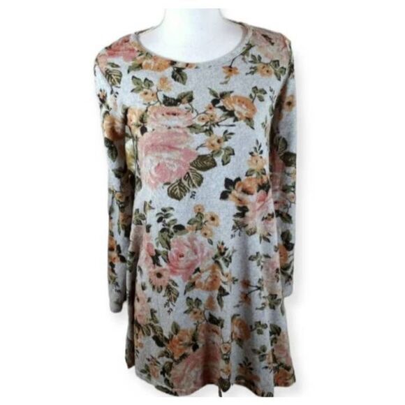 TMG GRAY PINK FLORAL DRESS SZ.M EUC. - Picture 1 of 4
